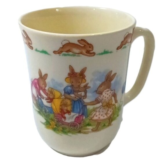 Vintage Royal Doulton Bunnykins Beaker Mug 'Moms & Carriages" English Bone China - Picture 1 of 7